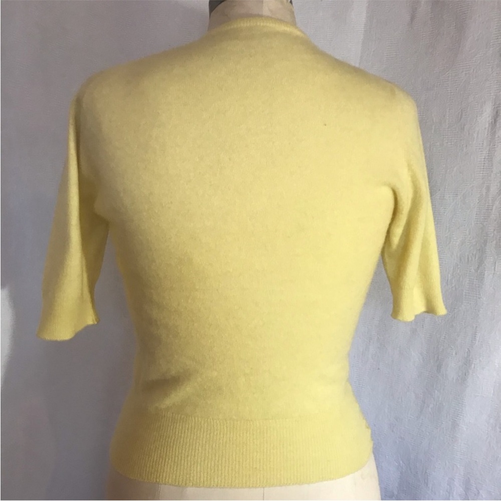 VNTG 100% Pure Cashmere Marilyn Monroe Style Soft Yellow Short Sleeve Top S - Picture 4 of 8